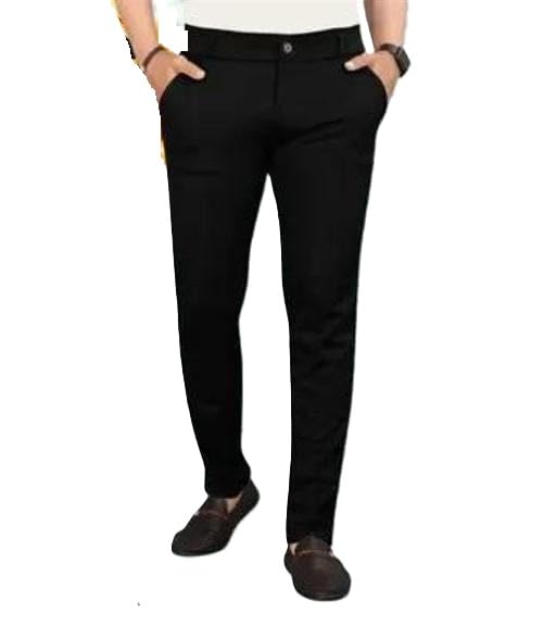 Men’s Acrylic Stretchable Trousers – Black Solid Regular Fit Pants | Lightweight Comfortable Formal & Casual |-picture-39