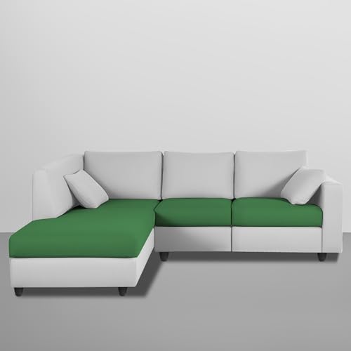 Image of Florian LHS 4 Seater L Shape Sofa Set for Living Room (Green Grey Fabric) Premium Fabric Sofa