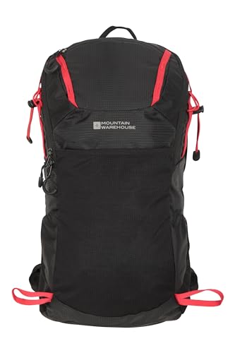 Mountain Warehouse Inca 18 L Rucksack - Brust- und Sternum-Rucksack, Trinkflaschen kompatibel, abnehmbarer Hüftgurt, Tagesrucksack - Für Camping, Wandern, Festivals, Herbst Schwarz Einheitsgröße