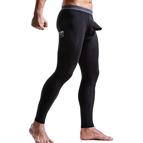NRUTUP Men's Lightweight Baselayer Legging | Form Fitting | 4-Way Stretch | Thermal(Black,XX-Large) Cover
