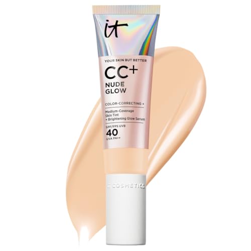 IT Cosmetics Your Skin But Better CC+ Cream Nude Glow LSF 40 32 ml Hautpflegendes getöntes Glow-Serum mit LSF 40 mit mittlerer Deckkraft Concealer & Foundation in einem
