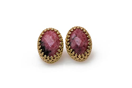 Boucles d'oreilles en rhodonite or rose Anémone avec kit cadeau pour surprendre