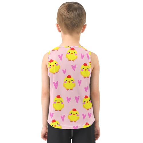 J JOYSAY Cartoon Chick Heart Pink Boys Tank Top Sleeveless Muscle Shirts Quick Dry Kids T-Shirts 3-15T3