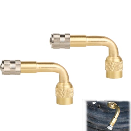 VTYTZZ 2 Pièces Extensions De Valve en Cuivre 90 Degrés,Valve Coudée Moto,Valve Pneu Voiture,Embout Gonflage,Adaptateur Valve,Embout Gonflage Pneu...