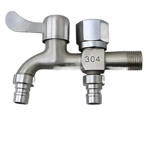 Robinet double sortie en acier inoxydable pour machine à laver et jardin