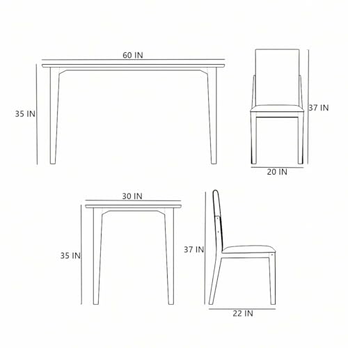 Image of Brianna Solid Wood 4 Seater Dining Room Set for Home, Living Room - Elegant Dining Table and Four Luxuriously Cushioned Chairs - Contemporary Design in Classic Black Finish
