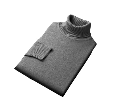 Mens High Collar Knitted Sweater Slim Fit Long Sleeve Pullover Solid Color Thick Warm Pullover
