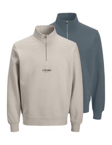 JACK & JONES Jjesoho Sweat Quarter Zip Hn 2Pk MP, Resistente al Agua, M