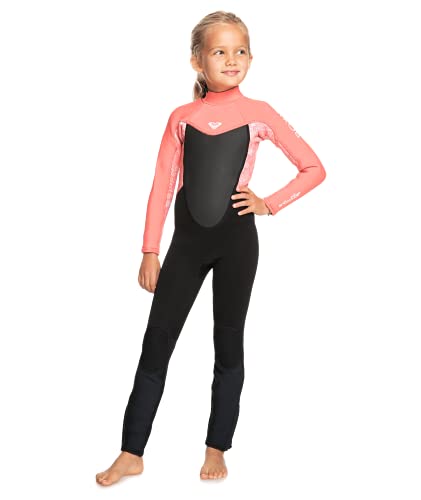 Roxy Girls 4/3 Prologue Tny Back Zip Gbs Wetsuit - Black/Coral Flame/Bright White | 4G #TOP14
