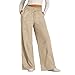 Wide Leg Sweatpants Women Winter Lounge High Waisted Y2k Sweatpants Y2k Casual Soft Athletic Workout Gym Drawstring Palazzo Pants with Pockets Fashion Comfy Trendy Trousers Pants for Women Khaki L