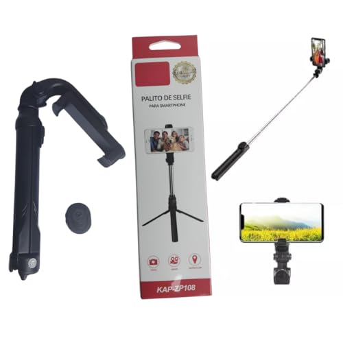 Pau De Selfie Estabilizador Tripé Controle Bluetooth Bastão (Preto)
