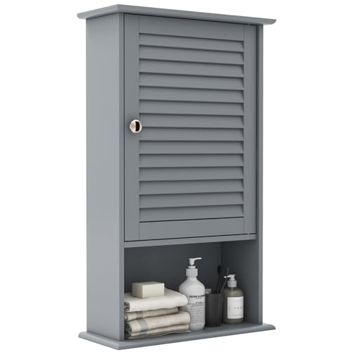 Safeplus Bathroom Wall Cabinet, Medicine Cabinet with Adjustable Shelves, Ideal for Bathroom, Kitchen, Living Room ? (Grey, BA7597)