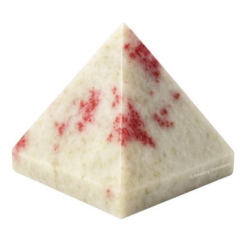Amazing Gemstone Cinnabarite Pyramid Crystal Healing Stones - 2" Great Pyramid Figurine of Natural Stone Pyramid for Meditation, Reiki, Chakra Balancing and Crystal Pyramids Grid