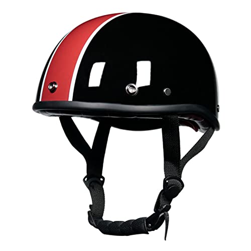 Cascos Beanie Para Motocicletas Aprobado Por DOT/ECE Skull Cap Novedad Motocicleta Medio Casco Adulto Hombres Mujeres Pequeño Y Liviano Para Ciclomotor Scooter Motocicleta,Black red,XXL Cover