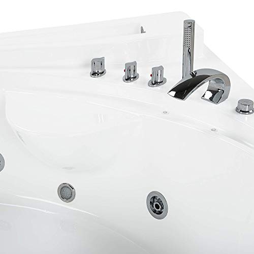 Luxus Whirlwanne Eckbadewanne Spa weiß große Wanne mit Massage LED Pelican