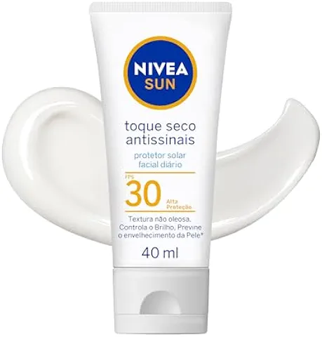 NIVEA SUN Protetor Solar Facial Toque Seco Antissinais FPS30 40ml, Alta Proteção