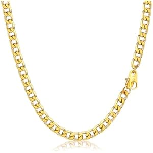 PROSTEEL Mens Curb Chain Necklace, Cuban Link Chains Silver/Gold Plated/Black, 4mm/6mm/9mm/13mm Width, 18"-30" Inches, Hip Hop Hypoallergenic 316L Stainless Steel Jewellery -Send Gift Box 24