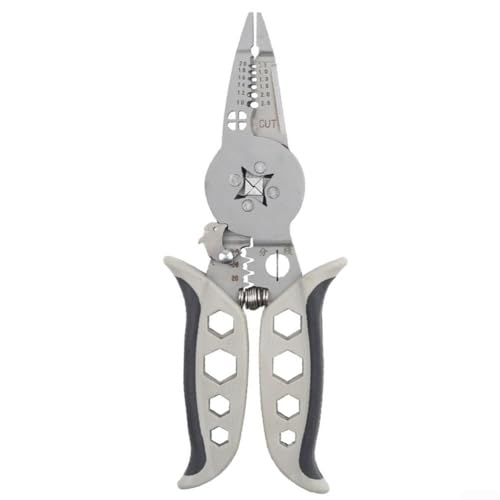 Pinza spellafili ergonomica e crimpatrice con manico antiscivolo e meccanismo a cricchetto per tagliare, piegare e crimpare precisi i cavi elettrici