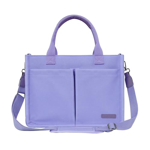 Image of FIORETTO Womens Canvas Tote Bag Purse with Individual Compartment, Zipper Top, Reinforced Bottom & Luggage Sleeve