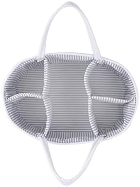 Mila Millie Baby Extra Large Cotton Rope Diaper Caddy | Organizer Storage Bin for Nursery Essentials | Portable Bag for Changing Table and Car | 100% Natural Cotton | Eco friendly (White & Gray)