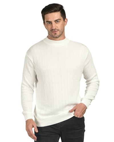 Image of Men Woolen Round Neck Solid Striped Design Pullover Heavy Rainbow Fabric Winter Wear Pure Wool Cardigan for Men Fully Warm Pullover Free Sizes
