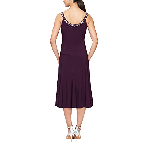 Image of Alex Evenings Women's 2 Piece Tea Length Jacket Dress with Sequin Beaded Trim