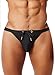 MIZOK Men's Sexy Low Rise Swimsuits Bikini Swimming Briefs Swimwear with Adjustable Drawstring Black XL