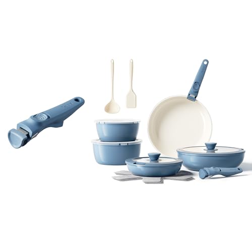 Redchef 17pcs Ceramic Pots and Pans Set Non Stick, Nonstick Kitchen Cookware Set with Detachable Handle, Non Toxic, PFAS PFOA & PTFE Free, RV Ceramic Cookware Set for Camping, Dishwasher/Ove