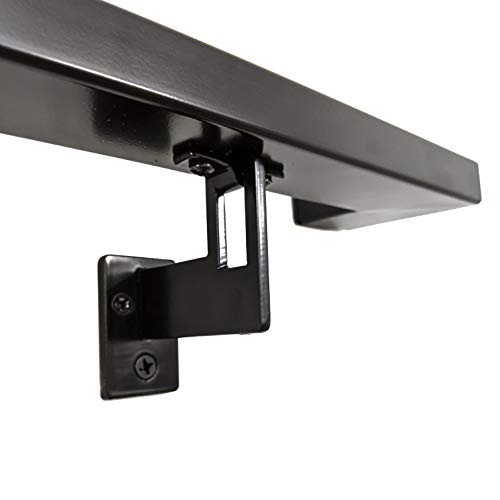 Modern Aluminum Handrail Grab Bar Kit, Adjustable Steel Brackets Included, Returns To Wall, Matt Black Powder Coat (6 Foot Handrail Set) #TOP4