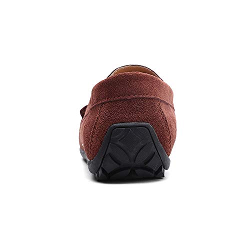 Men's Penny Loafer Suede Slip on Shoes Moc Toe Anti Slip Driving Shoes(Darkbrown,10 M US)4