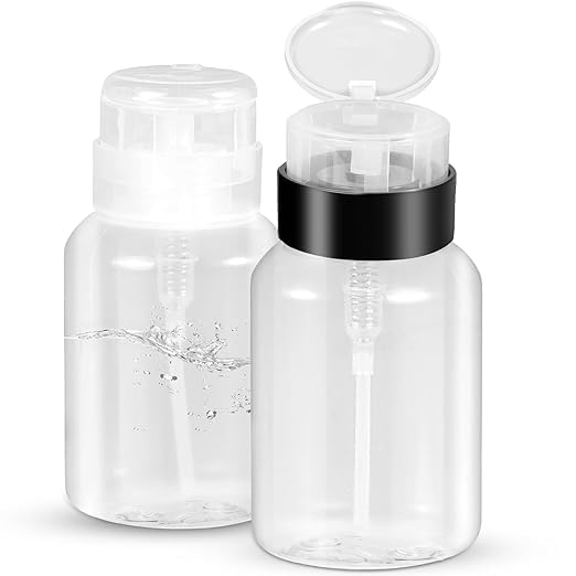 Plastic Pack of 2 Push Down Empty Lockable Pump Dispenser Bottle for Nail Polish and Makeup Remover,200Ml(6.8Oz),Black Top Cap-image-24