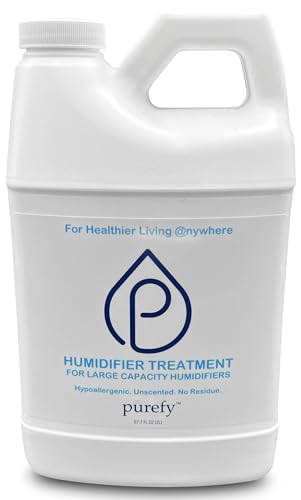PUREFY Humidifier Treatment Large Capacity (68 oz) for Large (6L 1.5 Gallons or More) Humidifiers or Coolers. Hypoallergenic. Unscented. No Residue. Hygienic Humidifier for Healthier Air.