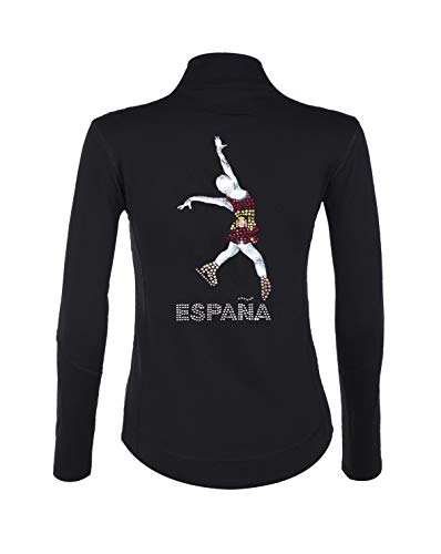 Chaqueta de patinaje artistico de invierno térmica con piedras brillante de cristal