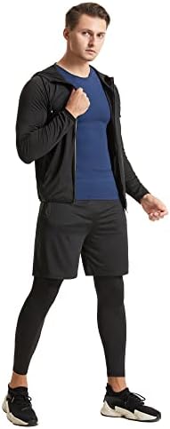 5Pcs Men's Fitness Workout Clothing Running Compression Pants Short/Long Sleeve Shirt Top Jacket Set Suit