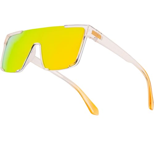 Polarized Shield Sunglasses for Men and Women UV400 Protection Flat Top Design Lightweight TR90 Fashion Shades