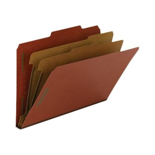 Smead 100% recycelte Presskarton-Klassifizierungsmappe, 2 Trennwände, 5,1 cm Erweiterung, legale Größe, rot, 10 Stück pro Box (19023)