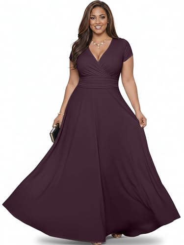 Image of KOH KOH Womens 2026 Sexy Cap Short Sleeve V-Neck Flowy Cocktail Gown