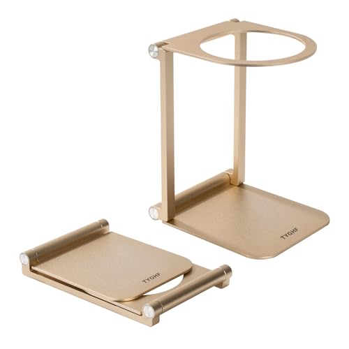 Image of Pour Over Coffee Maker Stand,Foldable Portable Electric Espresso Machine Stand,Holder for Coffee Grinder,Universal Dripper,V60 Dripper,Travel Coffee Maker, Press Round&Golden