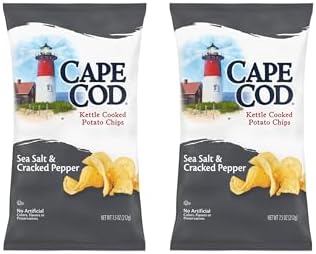 Cape Cod Potato Chips Sea Salt and Cracked Pepper Kettle Chips, 7.5 Oz (Pack of 2)