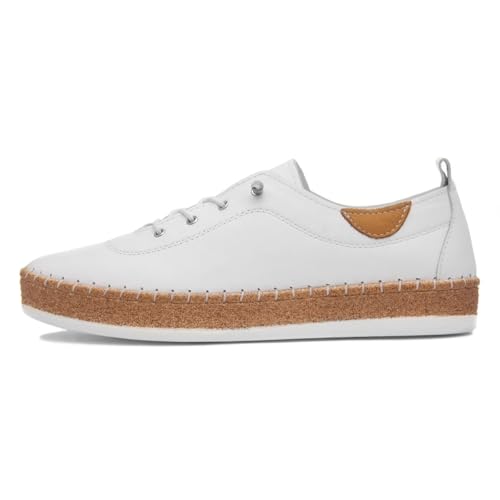 Ladies Evie White Leather Trainer Shoe 6 White
