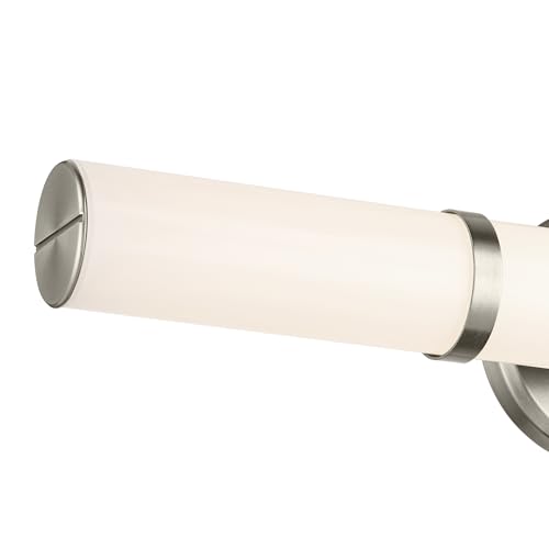 Image of Kichler Rosh 24.25 inch LED Bathroom Vanity Light Fixture with White Glass in Brushed Nickel, Modern Minimalist Bath Bar for Mirror Lighting (24.25 inch W x 5 inch H), 55188NILED