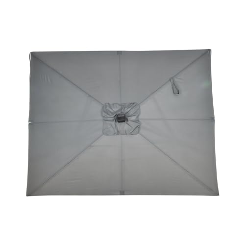 Rectangular Patio Umbrella 9ft by 7ft and 99in. Tall, Solar Powered Table Umbrella with 30 Diamond Shaped LEDs with Aluminum Black Frame with Grey Fabric for Patio, Backyard, Deck, and Camping Sun-Ray