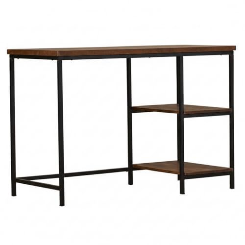 Image of Solid Sheesham Wood Table Top & Iron Leg Study Table | Multipurpose Freestanding Study Desk | Office Table for Study Room | Office | Library | Living Room | Finish Color - Brown |