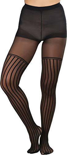 Image of ToBeInStyle Womens High Fashion Sheer Full Footed Vertical Stripe Tights