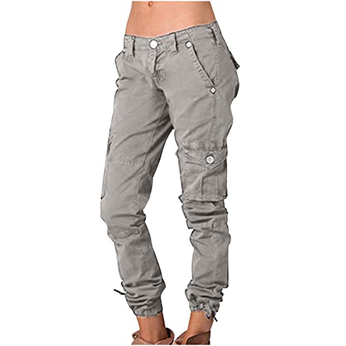 Cargo Pants Women Baggy Low Waist Pegged Hippie Pants Streetwear Athletic Hiking Joggers Cinch Bottom Multi Pockets