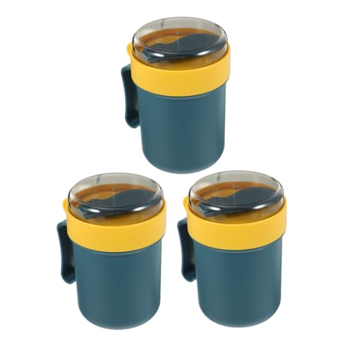ARTSEWPLY 3piezas Taza De Desayuno Con Tapa Para Microondas Con Asa y Sello Hermético Para Sopas y Fideos Color Neutro Para Llevar Oficina o Usar Casa