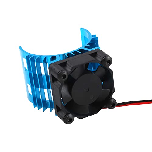 Sharegoo Alloy Heat Sink Heatsink With 5V Cooling Fan For 1/10 Car 540 550 3650 Size Brushless Engine Motor Remote Control Car Truck Buggy Crawler,Blue #TOP6