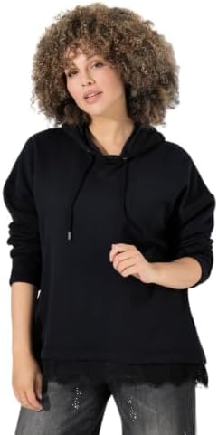 Ulla Popken Damen große Größen Übergrößen Plus Size Hoody mit Spitzen Saum