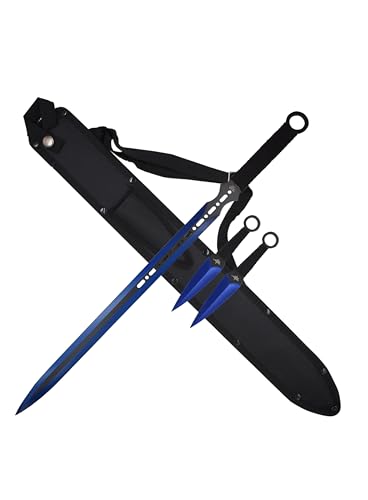 Fantasy Master FM-644BL-MC Fm-644BL Fantasy Ninja Sword & Two Throwing Knives Blue ,28
