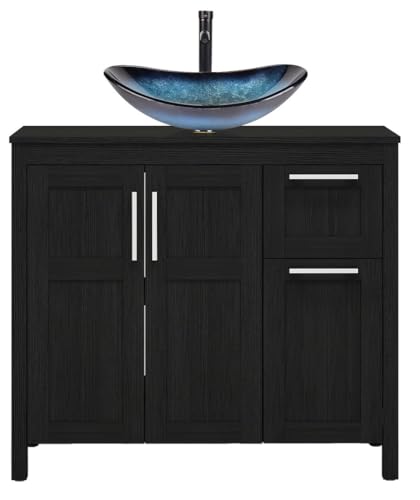 YOURLITE 36" Bathroom Vanity with Sink, Black Bathroom Vanity and